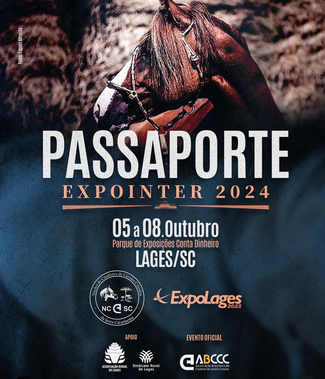 
									Arte: Associação Rural 
									Passaporte Expointer na Expolages - 
									De 05 a 08 de outubro durante a Expolages 2023, acontece o Passaporte para Expointer 2024. 
									24/08/2023 14:30:07								
